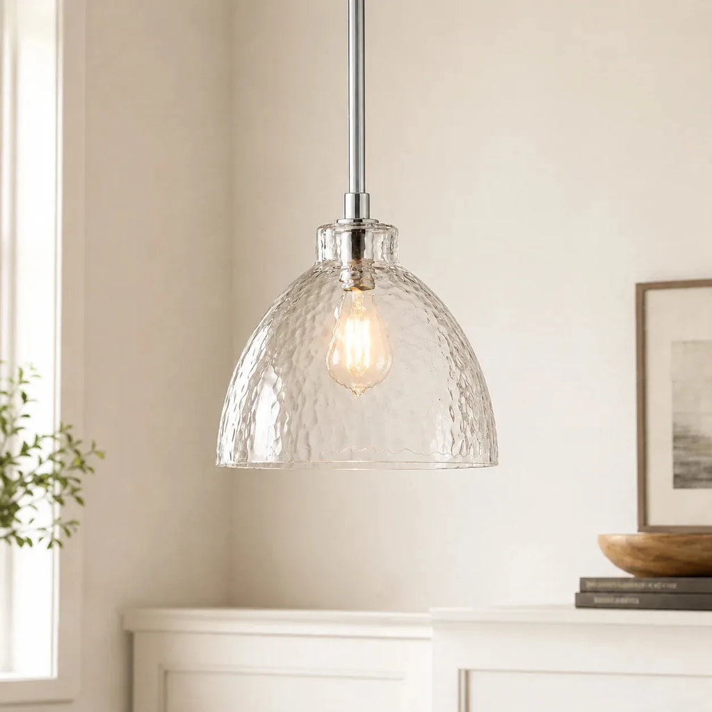 Ondine Hammered Glass Farmhouse Pendant Light