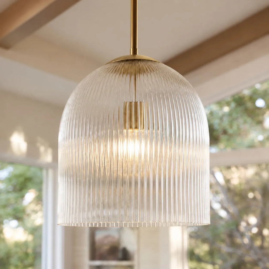 Vireo Ribbed Glass Farmhouse Pendant Light