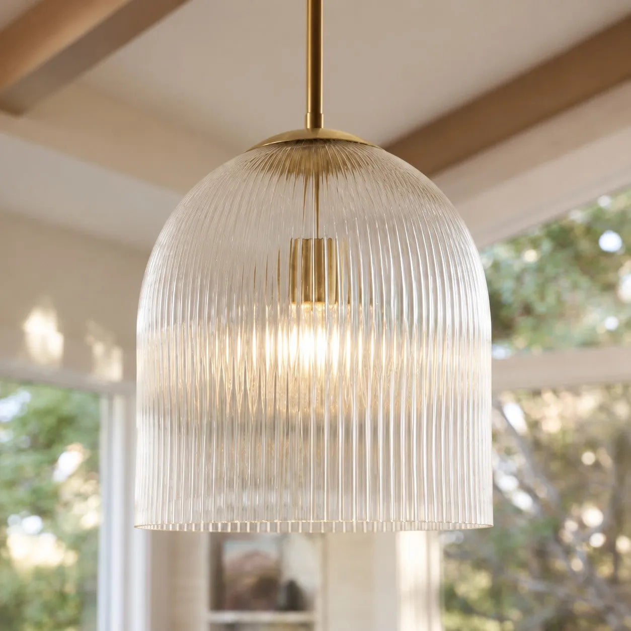 Vireo Ribbed Glass Farmhouse Pendant Light