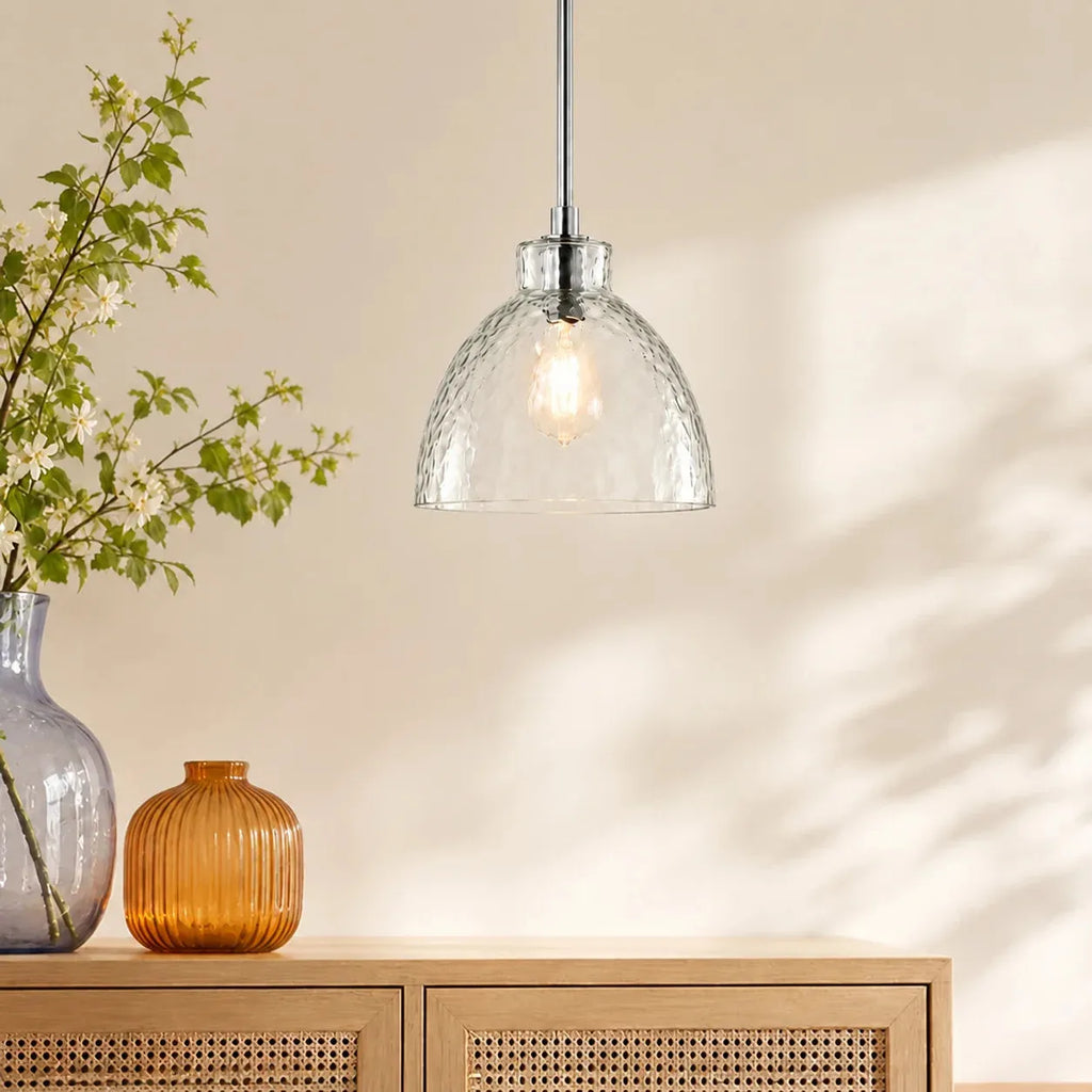 Ondine Hammered Glass Farmhouse Pendant Light