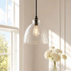 Ondine Hammered Glass Farmhouse Pendant Light