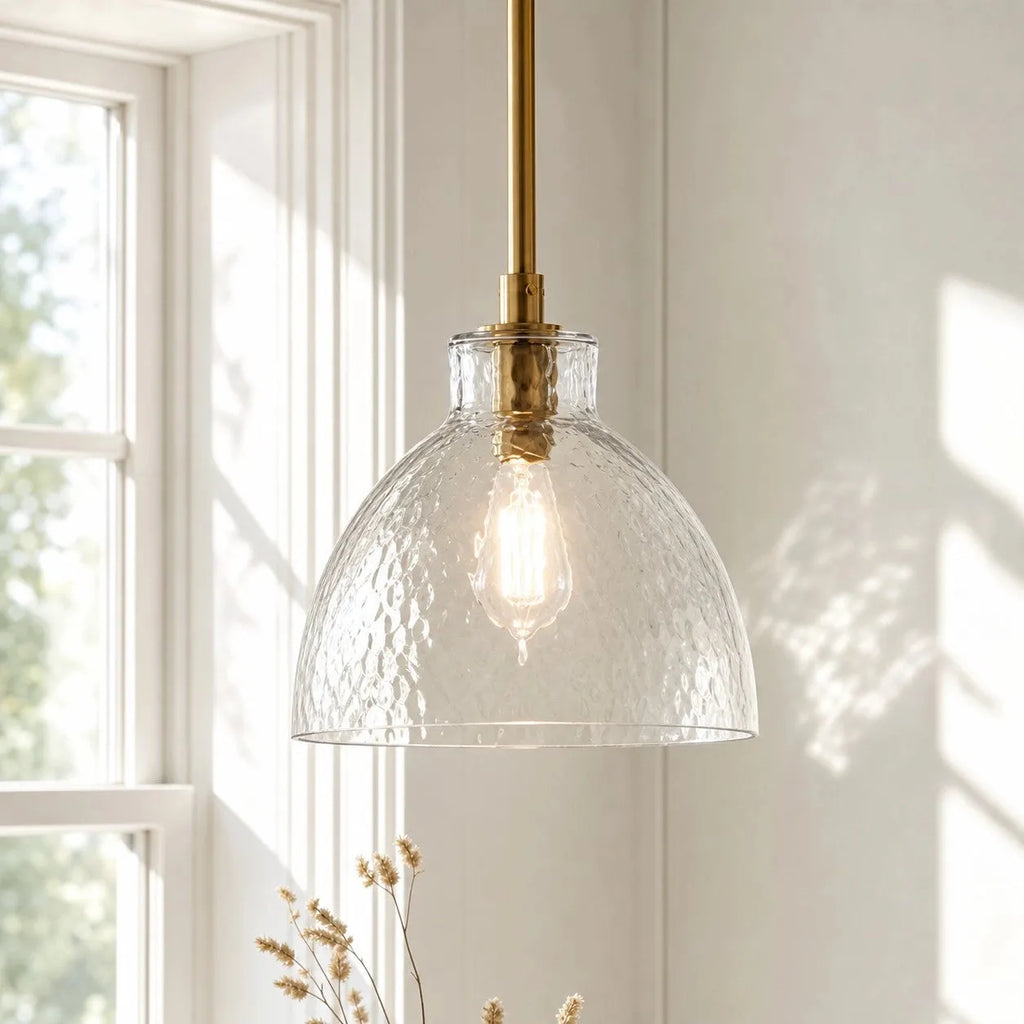 Ondine Hammered Glass Farmhouse Pendant Light