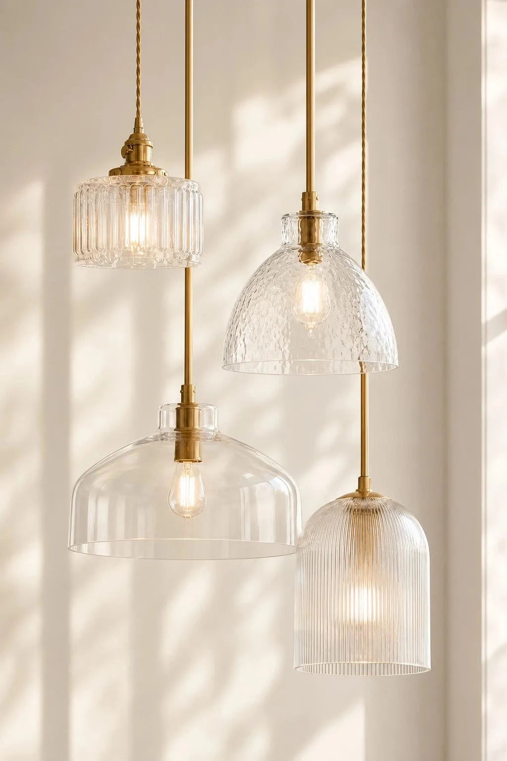 Ondine Hammered Glass Farmhouse Pendant Light
