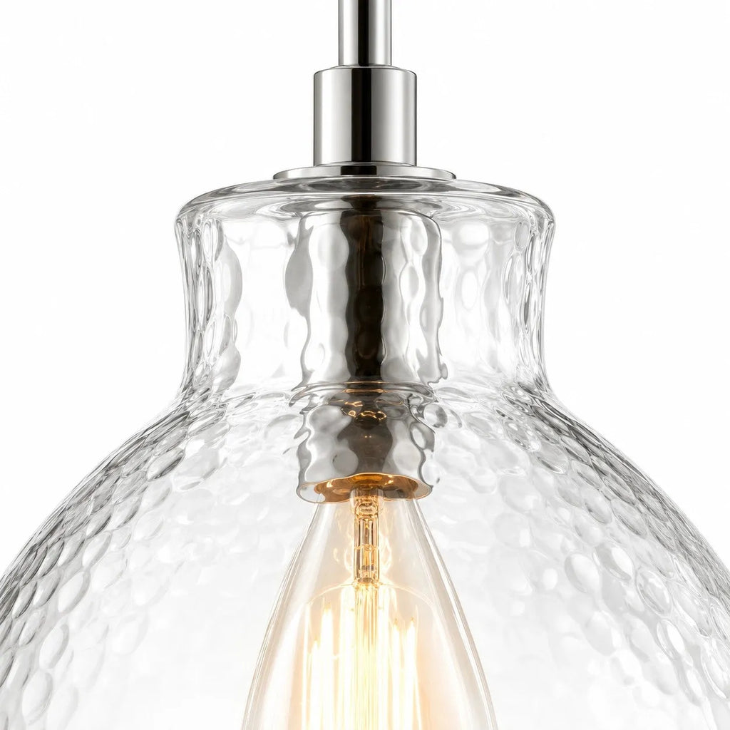 Ondine Hammered Glass Farmhouse Pendant Light