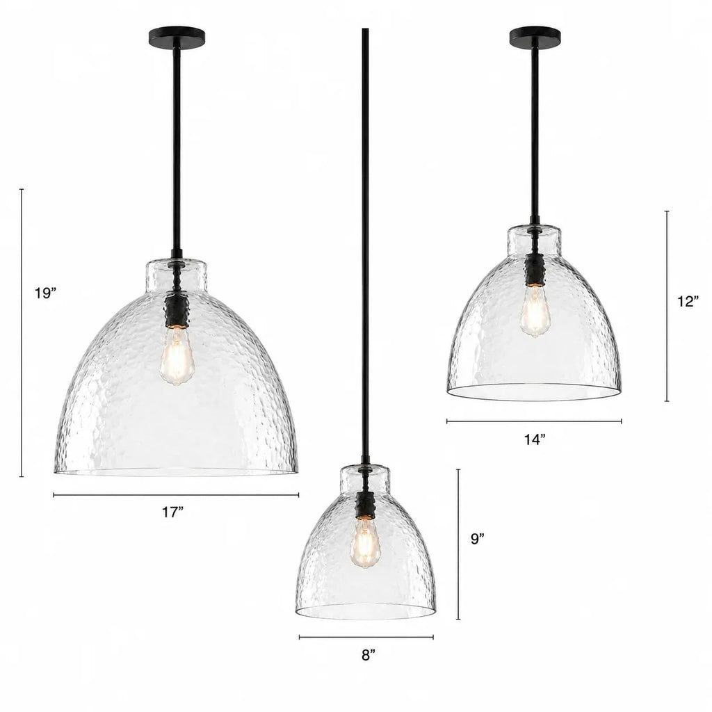 Ondine Hammered Glass Farmhouse Pendant Light