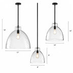 Ondine Hammered Glass Farmhouse Pendant Light