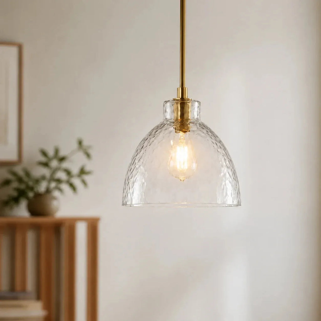 Ondine Hammered Glass Farmhouse Pendant Light