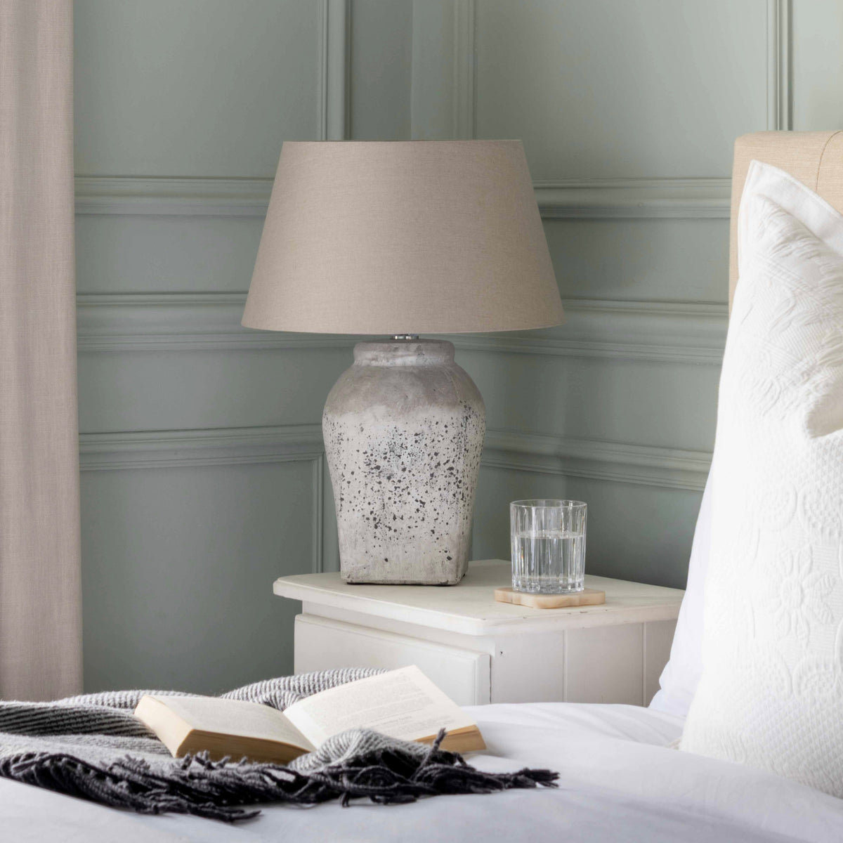 Rustic Distressed Stone Table Lamp