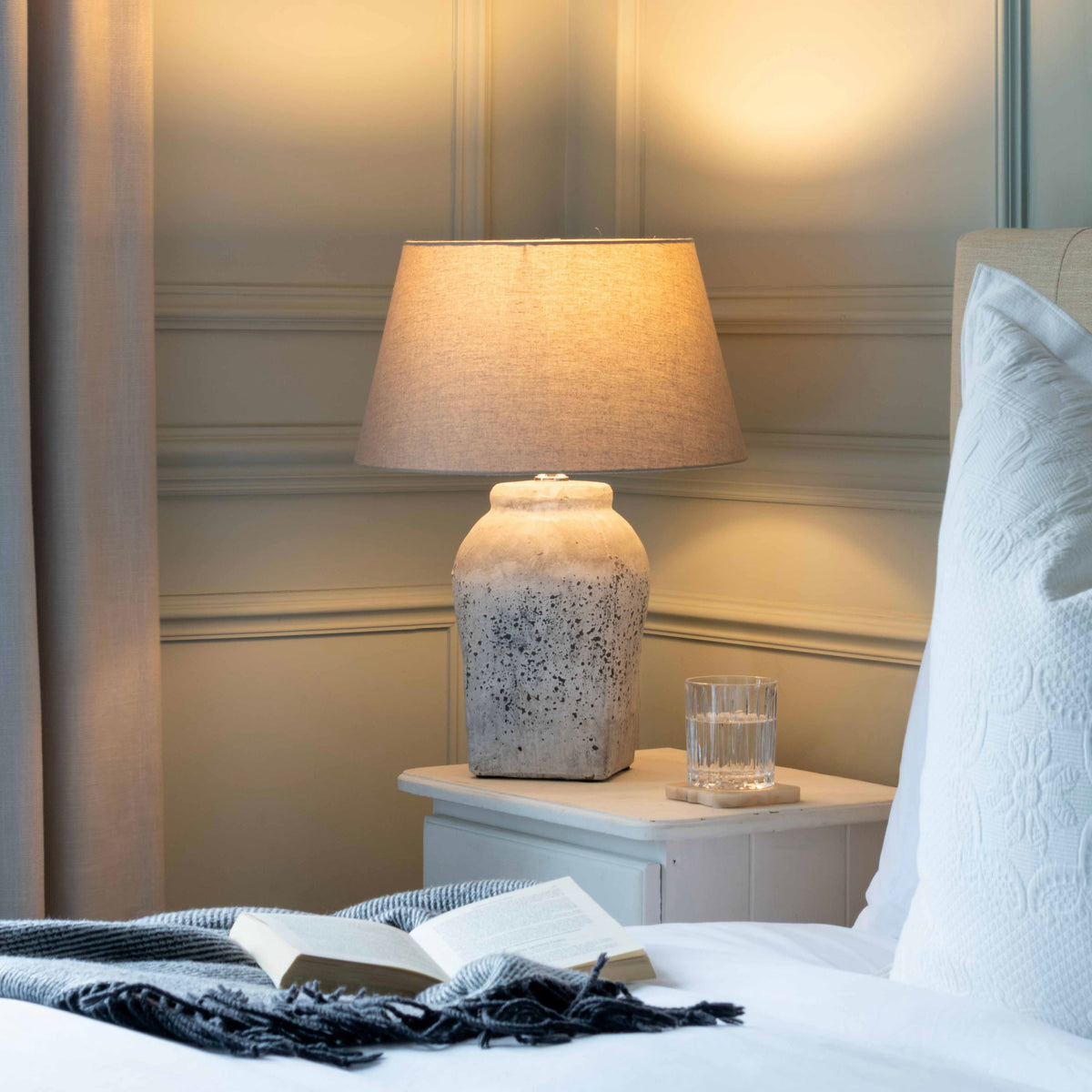 Rustic Distressed Stone Table Lamp