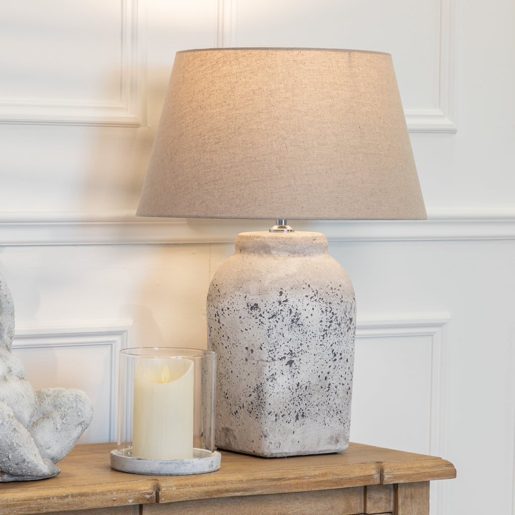 Rustic Distressed Stone Table Lamp