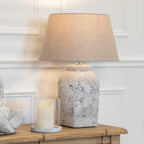 Rustic Distressed Stone Table Lamp
