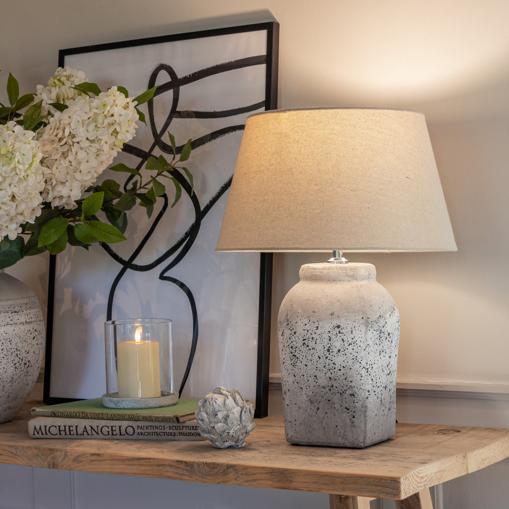 Rustic Distressed Stone Table Lamp