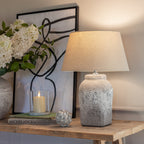Rustic Distressed Stone Table Lamp