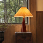 Japanese Wooden Pleated Table Lamp