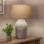 Rustic Distressed Stone Table Lamp