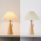 Japanese Wooden Pleated Table Lamp