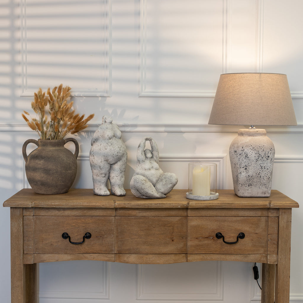 Rustic Distressed Stone Table Lamp