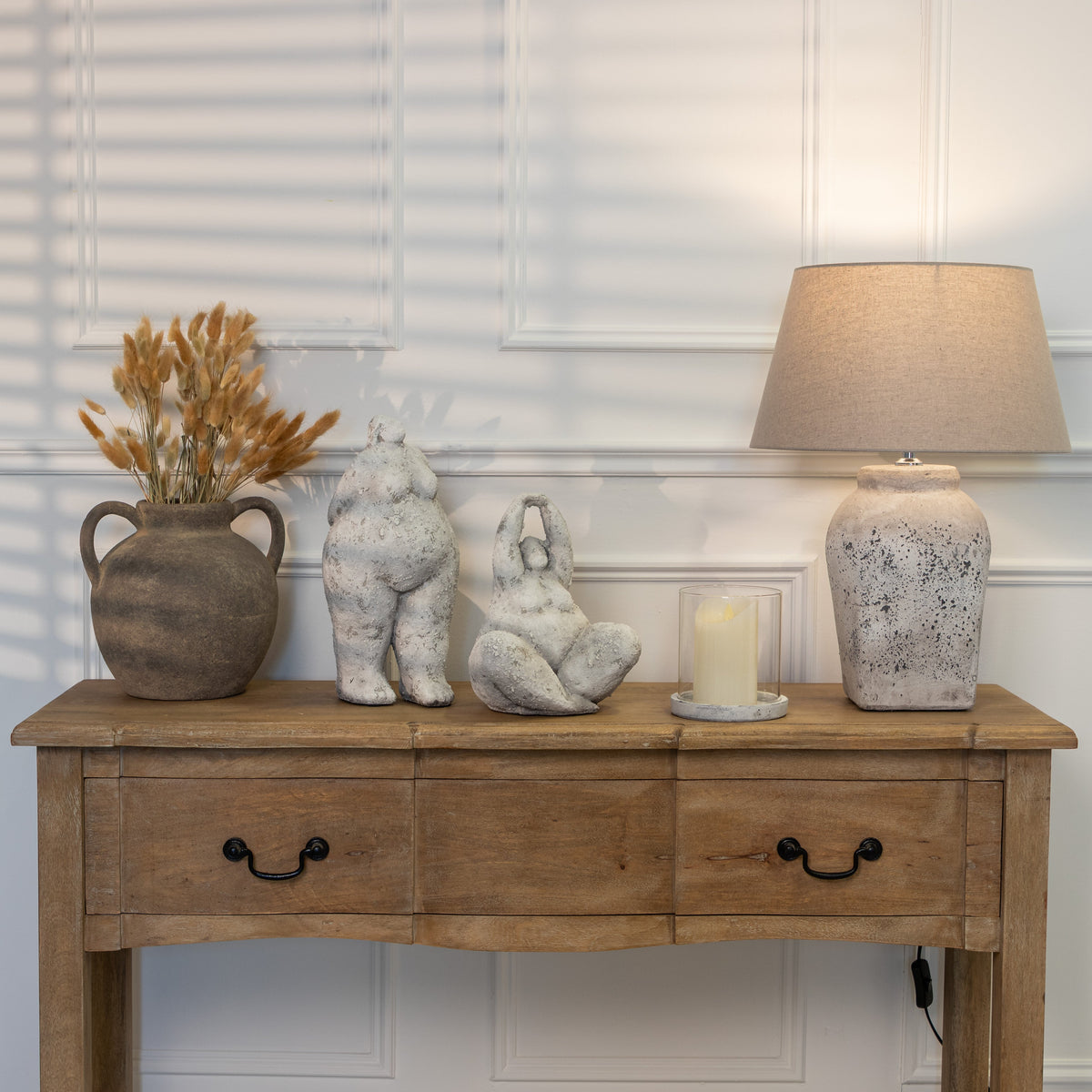 Rustic Distressed Stone Table Lamp