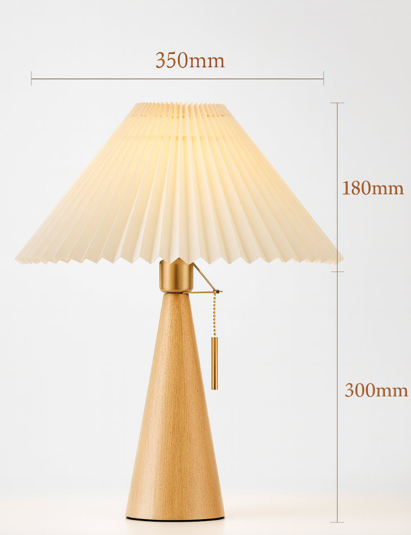 Japanese Wooden Pleated Table Lamp