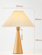 Japanese Wooden Pleated Table Lamp