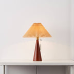 Japanese Wooden Pleated Table Lamp