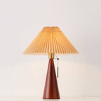 Japanese Wooden Pleated Table Lamp