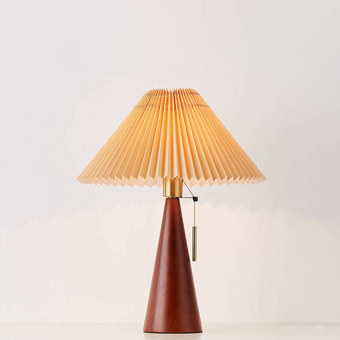 Japanese Wooden Pleated Table Lamp