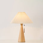 Japanese Wooden Pleated Table Lamp