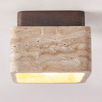Kairi Square Travertine Flush Mount Ceiling Light