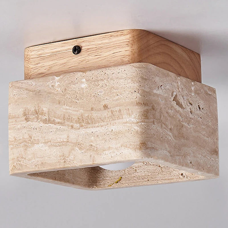 Kairi Square Travertine Flush Mount Ceiling Light